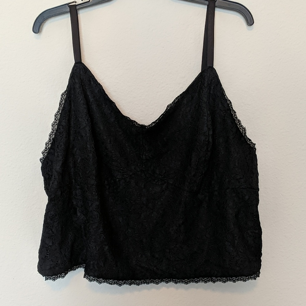 Ashley Nell Tipton Black Lace Crop Top